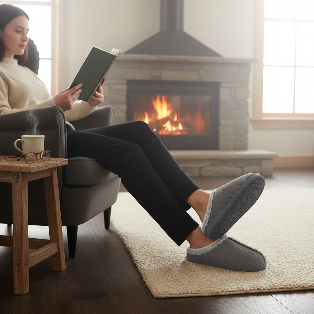 Cotton Slippers for Autumn and Winter Indoor Thick-Soled Non-Slip Couple Warm Fleece-Lined Soft Sole