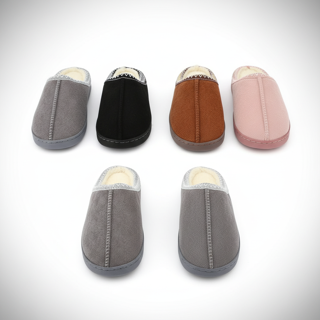 Cotton Slippers for Autumn and Winter Indoor Thick-Soled Non-Slip Couple Warm Fleece-Lined Soft Sole
